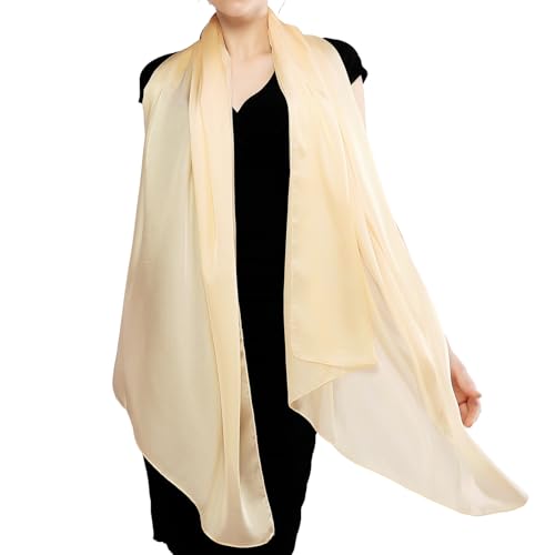 RIIQIICHY Women Shawls and Wraps for Evening Dresses Like Chiffon Silk Scarf Formal Silky Pashmina Shawls for Weddings - color: Beige