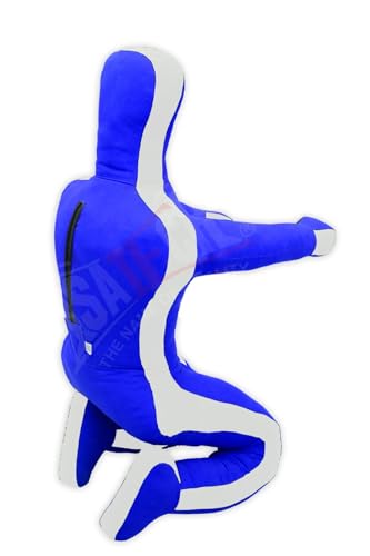 MMA Grappling Dummy, Training Punching Bag, Black and Red, Canvas Material, Sitting Position with Target - color: Blue, size: 6ft (72")