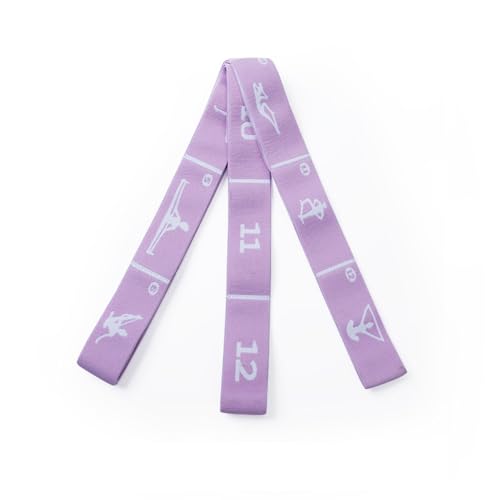 Yoga Strap with 10/12 Loops - Multi-Functional Stretch Band for Pilates, Dance, Gymnastics, Physical Therapy, Flexibility & Resistance Training, Ballet, Latin Workouts - color: Purple