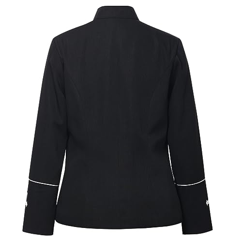 FAD-4U Women Long Sleeves Clergy Coat with Stand Up Collar Button Down Pastor Clergy Dresses - color: Black, size: XX-Large