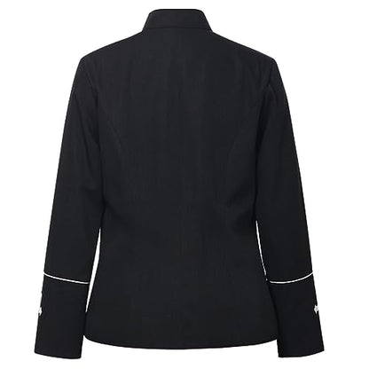 FAD-4U Women Long Sleeves Clergy Coat with Stand Up Collar Button Down Pastor Clergy Dresses - color: Black, size: XX-Large