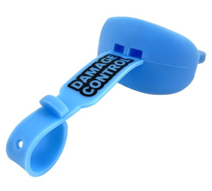 DAMAGE CONTROL Mouthguard with Permanent Helmet Strap, Youth Mouth Guard to Protect Lips & Teeth, No Boiling Pacifier, Breathable Binky Mouthpiece, Football Mouthpiece, Works with Braces (Light Blue) - color: Light Blue