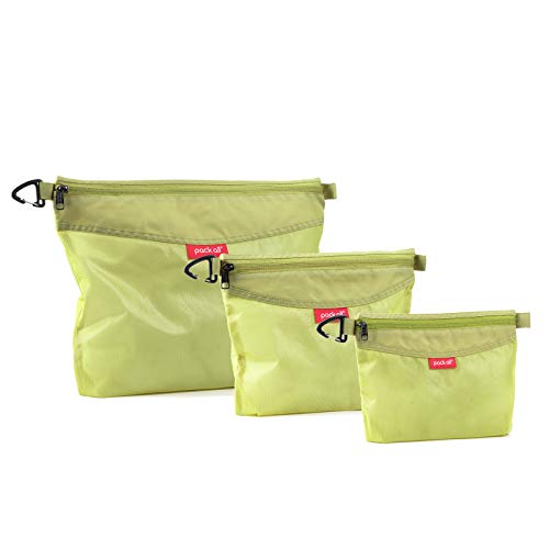 pack all 3 Pcs Water-Resistant Zipper Pouch, Mesh Zipper Bag - color: Green, size: Set