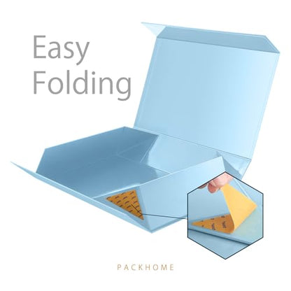 PACKHOME 6 Extra Large Gift Boxes 17.5x11.3x4.3 Inches, Baby Shower Boxes with Magnetic Lids for Clothes and Large Gifts (Glossy Light Blue) - color: 17x11x4 Inch-Light Blue-Pack of 6