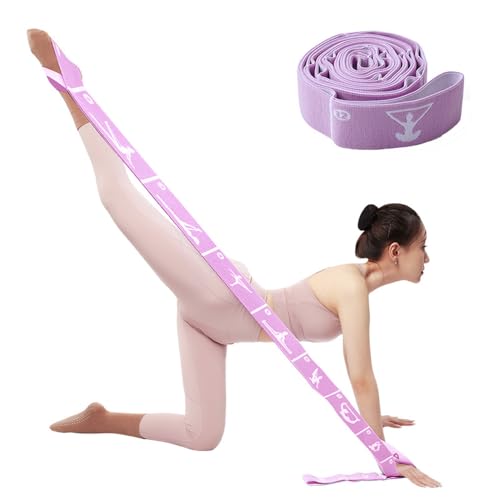 Yoga Strap with 10/12 Loops - Multi-Functional Stretch Band for Pilates, Dance, Gymnastics, Physical Therapy, Flexibility & Resistance Training, Ballet, Latin Workouts - color: Purple
