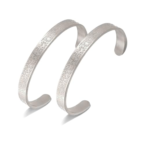 VASSAGO Ayatul Kursi Bracelet for Women Men Muslim Quran Allah Openable Bangles Arabic Calligraphy Cuff Bracelet Islam Eid Islamic Jewelry Gifts - color: silver Islamic Bracelet-2Pcs