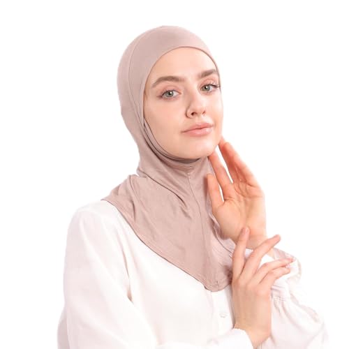 Modal Jersey Muslim Amira Instant Hijab Scarf for Women Jersey Hijab Undercaps - color: Khaki