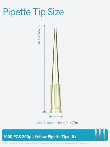 Pipette Tips 200uL 1000pcs, Universal Pipetting Tips, DNase/RNase Free and Pyrogen Free, Low Retention, Laboratory Liquid Handling, Autoclavable, Polypropylene (PP) - size: 200uL(1000PCS)