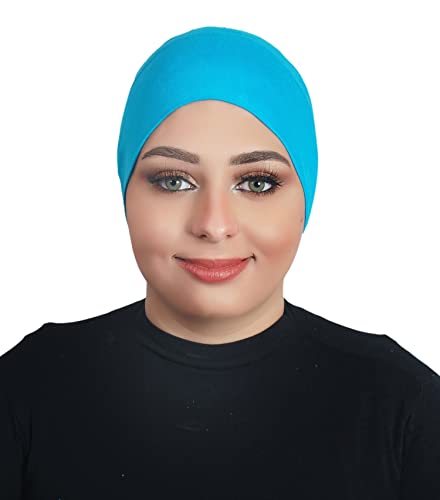 AL AMIRA Under Scarf Hijab Tube UNDERSCARVES Bonnet Chemo Hat Cotton Fabric 20 Colors - color: Sky Blue