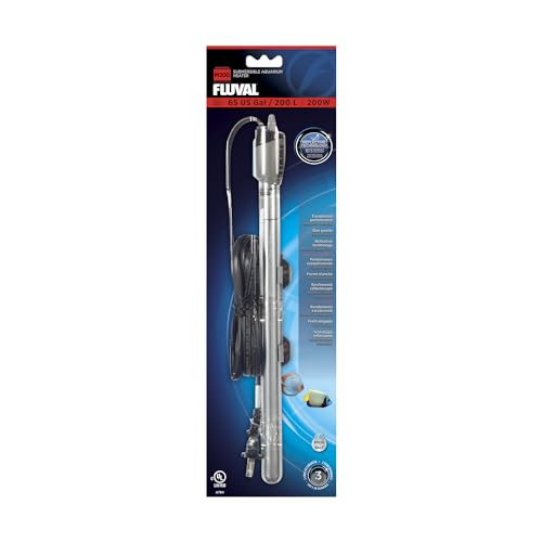Fluval M 200-Watt Submersible Aquarium Heater – High-Performance, Compact Heating with Mirror Technology for Fresh & Saltwater Tanks - size: M200