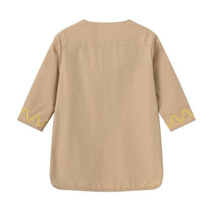 Boys Muslim Thobe Islamic Clothing Kids Muslim Prayer Clothes for Boys Eid Outfit Toddler Kaftan Ramadan Shirt Pants - color: Khaki, size: 18-30 Months