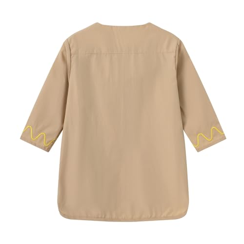 Boys Muslim Thobe Islamic Clothing Kids Muslim Prayer Clothes for Boys Eid Outfit Toddler Kaftan Ramadan Shirt Pants - color: Khaki, size: 4-5T