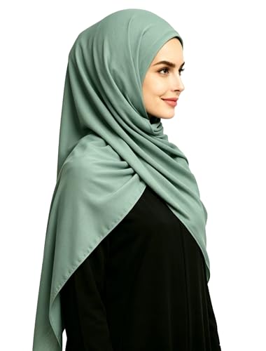 Lina & Lily Non-see-through Premium Jersey Maxi Hijab Head Scarf Wrap for Muslim Women - color: Dusty Green