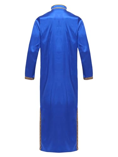 Jhaoyu Men Abaya Dress Kaftan Thobe Muslim Gown Maxi-muslim Shirt Dubai Robes Prayer Robe - color: Royal Blue, size: XX-Large
