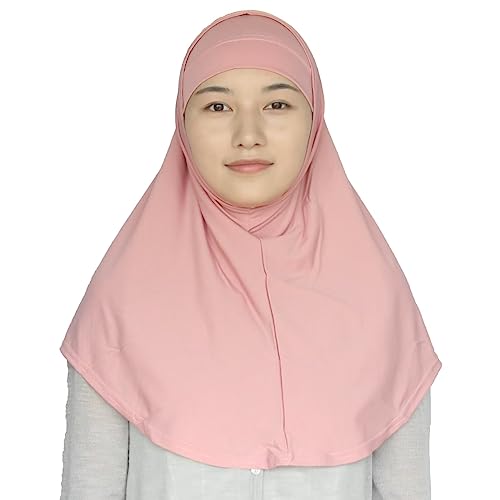 Women's Muslim Hijab Al-Amira Hijabs 2 Pieces with Tube Underscarf Cap Instant Soft Scarf - color: Dark Pink