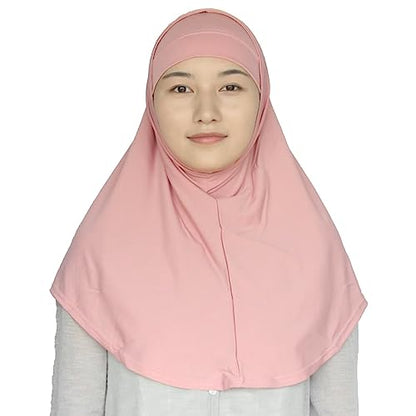Women's Muslim Hijab Al-Amira Hijabs 2 Pieces with Tube Underscarf Cap Instant Soft Scarf - color: Dark Pink
