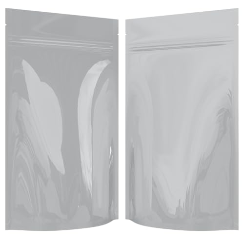 Mylar Style Barrier Bags – Zipper w/Heat Seal – 100 Bags (Gloss White/Gloss White, 1/2 Ounce - 5?x8.14?x2.33?) - color: Gloss White / Gloss White, size: 5x8.14x2.33 Inch (Pack of 100)