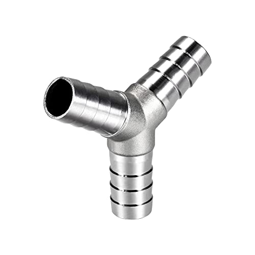 1" Hose Barb Fitting Equal Barbed Y Shaped 3 Way Wye Stainless Steel Tubing Joint Splicer Mender Adapter Union for Oxygen Tubing Pipe Household Fuel Gas Liquid Air with 3pcs Hose Clamps - size: 1 Inch, style: 1 Pcs