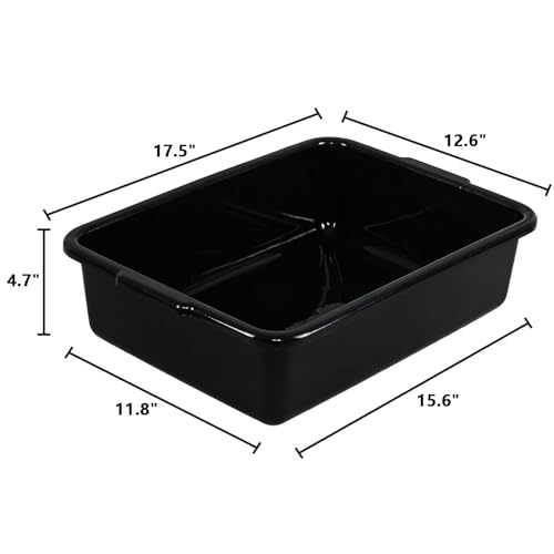 12-Pack Commercial Bus Tub Bin, 13 L Bus Box | Black Plastic Tote Box for Restaurant Dishwashing, Bussing Tables, Cleaning, Food Prep and Storage - size: 13 L