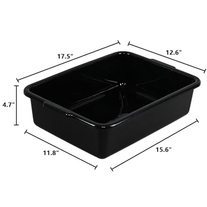 12-Pack Commercial Bus Tub Bin, 13 L Bus Box | Black Plastic Tote Box for Restaurant Dishwashing, Bussing Tables, Cleaning, Food Prep and Storage - size: 13 L