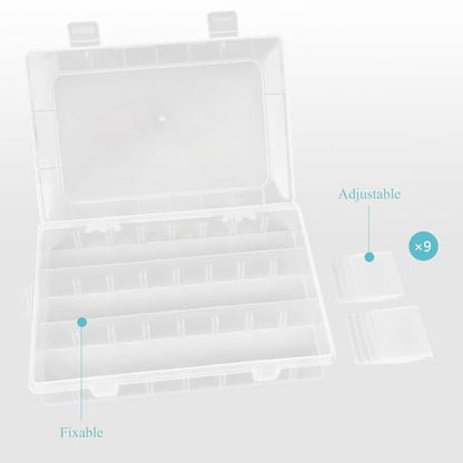 ZUFECY Small Fishing Tackle Box, 12 Clear Plastic Parts Organizer with Adjustable Dividers, Transparent Organizer Tray Organizers and Storage Box for Tackle Bead