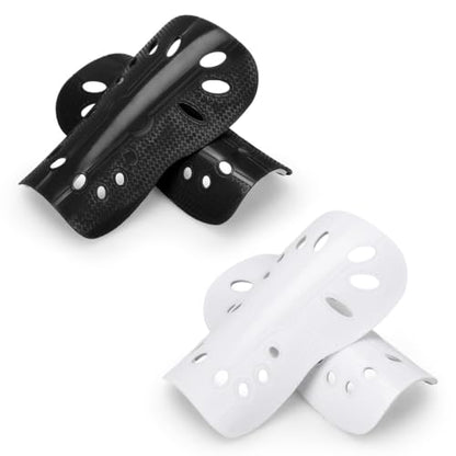 Soccer Shin Guards, 2 Pair Lightweight and Breathable Shin Guard Sleeves for Adults Football Player, Calf Protective Gear Shin Guards for Men Women (Bigger Shin Guards) - color: Black White