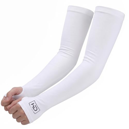 2-in-1 Cooling UV Protective White Arm Sleeves For Men, Women