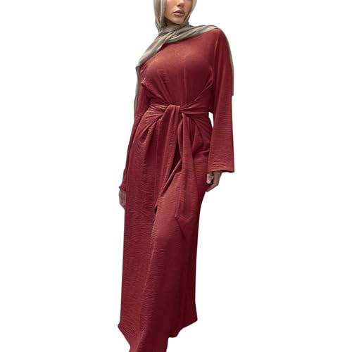 Abaya Dress for Muslim Eid Prayer Jilbab Dubai Women Maxi Kaftan Islamic Salah Dress Soft Muslim Women Clothes - color: Reda, size: Small