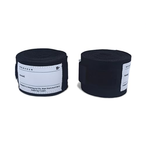 Boxing Hand Wraps – 4.5m / 180” Semi-Elastic Cotton-Nylon (Latex-Free), Extra-Wide Strap & Name Tag – Machine-Washable, Pair