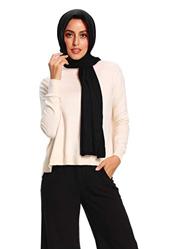 Jersey Hijab Scarfs for Women Head Scarf Muslim Head Wraps - color: Black