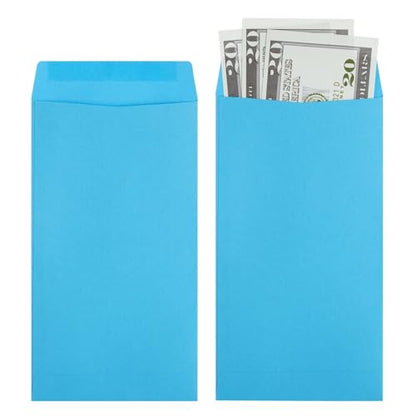 Okuna Outpost Money Envelopes - 3.5 x 6.5 in, Blue, 100-Pack, Modern - Peel & Seal Flap & 100 GSM Paper - Coin Envelopes for Cash Storage, Budgeting & Gifting