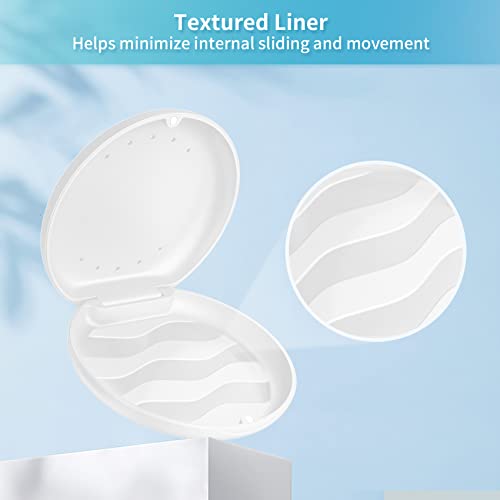 Annhua Orthodontic Retainer Case with Vent Holes, Denture Storage Case Slim Mouthguard Container Aligner Case with Magnetic Closure for Household|Travel|Office - White - color: White