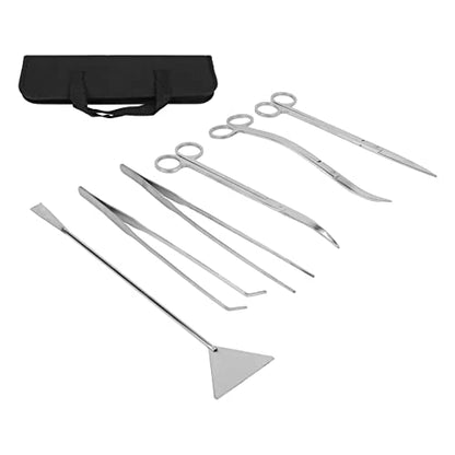 Drfeify Aquarium Stainless Steel Scissor Tweezer Spatula Tool Set for Fish Tank Plant Care