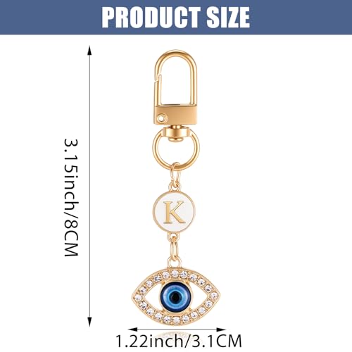XGALBLA Small Evil Eye Keychains Initial Letter Key Chains for Women Men Car Key Bag Purse Charm- Good Luck Amulet Protection - color: Evil Eye 2-k