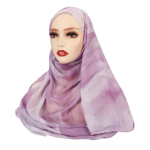 ZGMYC Watercolour Floral Printed Hijab Scarf for Women Soft Modal Cotton Instant Hijab Head Wraps Shawls Long Scarves - color: Color 19