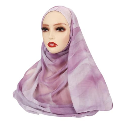 ZGMYC Watercolour Floral Printed Hijab Scarf for Women Soft Modal Cotton Instant Hijab Head Wraps Shawls Long Scarves - color: Color 19