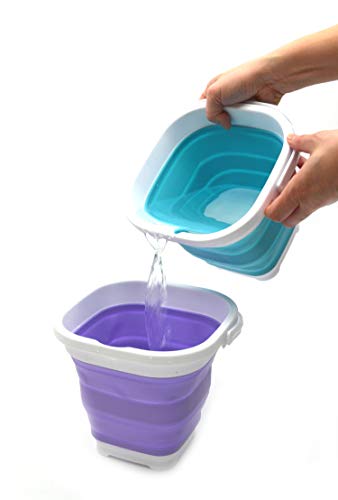 SAMMART 2.6L (0.68 Gallon) Super Mini Sqare Collapsible Plastic Bucket - Foldable Square Tub - Portable Fishing Water Pail - Space Saving Outdoor Waterpot (1, Bright Blue) - color: Bright Blue