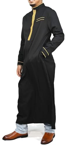 Men's Kaftan - Muslim Robe Thobe Caftan - color: Black, size: Medium