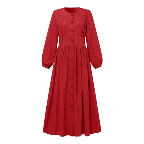 Abaya Dress For Women One-Piece Prayer Clothes Abaya Dubai Kaftan Long Sleeve Robe Thobe Dubai Islamic Clothing - color: Red, size: X-Large
