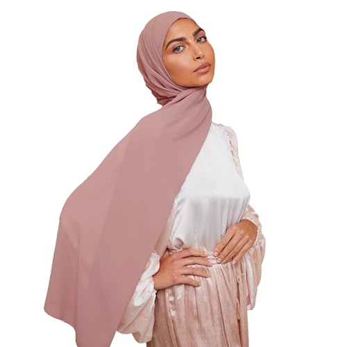 Premium Chiffon Hijab Scarf for Women Lightweight Non Slip Fashion Scarves - color: Dusty Rose, size: 1 Pack