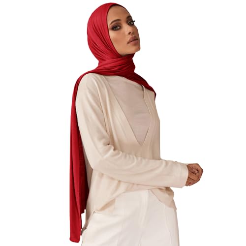 Soft Hijab Scarf for Muslim Women, 71" Long Head Wrap Shawl - color: Wine Red