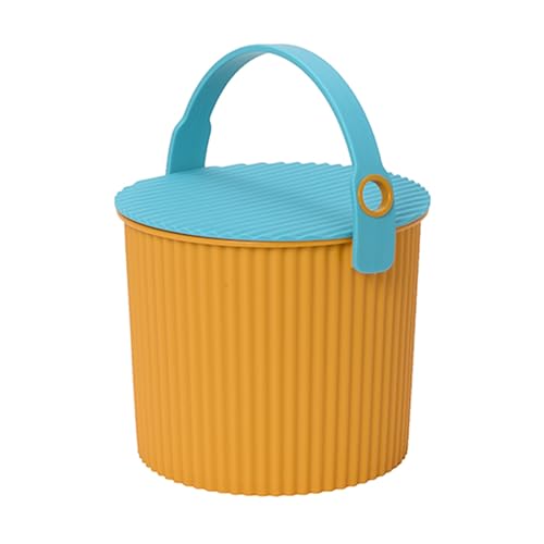 Hachiman Mini Bucket, 1.1 Gallon Heavy Duty Bucket with Lid & Handle | Hands-Free Filling, Easy to Stack and Store, Indoor Outdoor Use - color: Orange & Turquoise, size: Mini