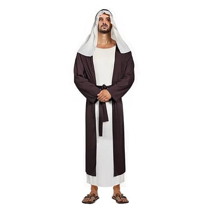 Adult Men's Jesus Joseph Biblical Costume Halloween Shepherd Easter Play Robe Set for Religious Events - size: Small