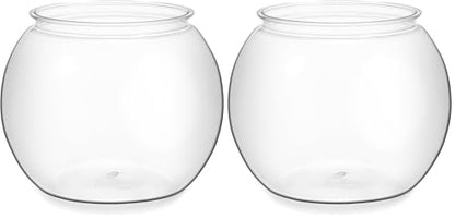 Plastic Clear Fish Bowl, Round Goldfish Betta Fish Tank, Desktop Bubble Bowl Plant Vase Pot for Fish Aquarium, Home Wedding Holiday Party Decor (1 Gallon, 8.6"x6.3") (Pack of 2) - size: 19.5X19.5X18CM (Pack of 2)