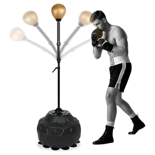 Reflex Ball Speed Bag Punching Bag Free Standing Boxing Bag with Reinforced Spring Strong Durable Relief Stress Ball with Adjustable Height