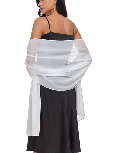 Shawls and Wraps Soft Chiffon Scarve Scarf For Evening Party Dresses Wedding Stole - color: Ivory