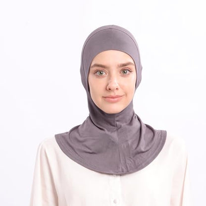 Modal Jersey Muslim Amira Instant Hijab Scarf for Women Jersey Hijab Undercaps - color: Dark Grey
