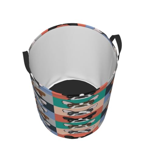 Boston Terrier Dog Round Waterproof Oxford Cloth Laundry Basket Multi-Purpose Storage Basket Toys Books Clothes Storage Basket - color: Black 9