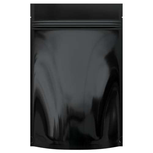 Mylar Style Barrier Bags – Zipper w/Heat Seal – 100 Bags (Gloss Black/Gloss Black, 1 Ounce - 6?x9.25?x2.33?) - color: Gloss Black / Gloss Black, size: 6x9.25x2.33 Inch (Pack of 100)