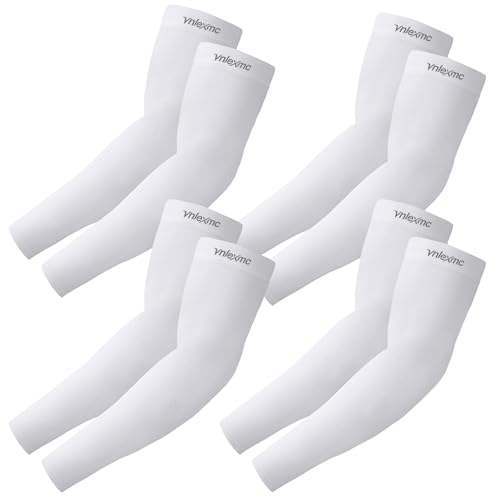 Arm Sleeves Cooling UV Sun Protection Tattoo Cover Up 4 Pk for Men Women - color: 4 White